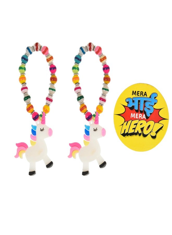 Evisha 2 Unicorn Kids Rakhi with Fridge Magnet for Siter Brother Bhaiya Bracelet Unicorn Girls Wrist Bands Rakhi Diwali Navratri Birthday Return Gift Gifts Combo-Kids-23 - Image 2